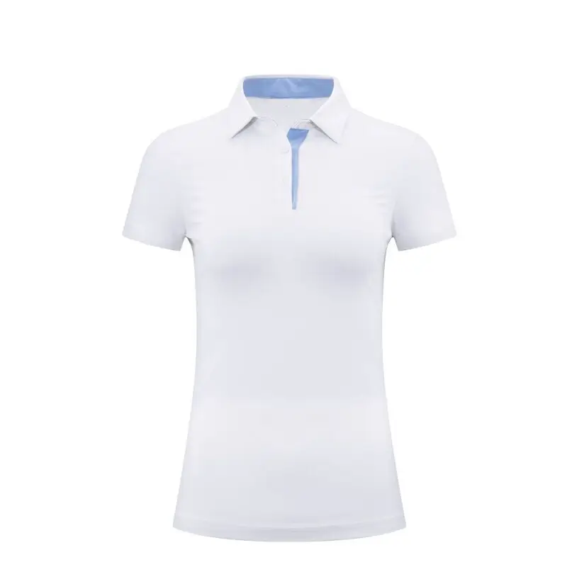 Toptan kadınlar yüksek kalite golf polo gömlekler spandex polyester özel baskı beyaz polo gömlek bayanlar slim fit polo tişört