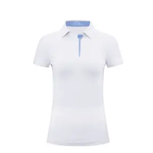 도매 여성 고품질 골프 폴로 셔츠 스판덱스 폴리 에스테르 사용자 정의 인쇄 흰색 폴로 셔츠 숙녀 슬림 맞는 폴로 티셔츠