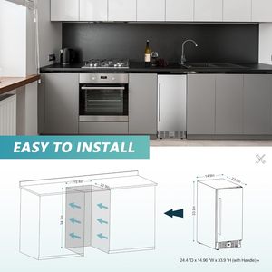 Euhome Beverage <b>Refrigerator</b> 15 Inch Under Counter Stainless Steel Door Built In Cooler Compact Freezerless - Product Image 6