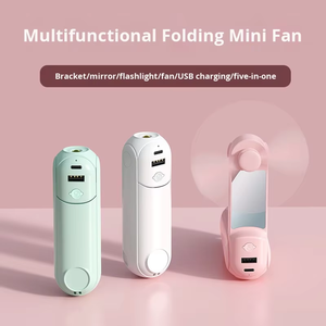 Atacado 5 1 Pocket Mini Ventilador Recarregável Elétrico Standing Backup Power Bank <span class=keywords><strong>Desk</strong></span> <span class=keywords><strong>Fan</strong></span> Handheld Dobrável para Uso Doméstico - Product Image 3