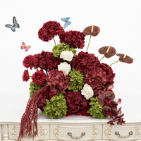 Künstliche Weiß-Grüne Tischblumenarrangements Calla-Lilie Hortensie Rose Rittersporn für Hochzeitstisch Hintergrund Event-Dekoration