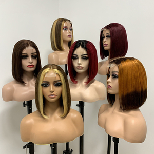Perruque en cheveux humains 12A 2x6 Kim Closure Short <span class=keywords><strong>Bob</strong></span> Straight 8-12 pouces, densité 180%, résistante à la chaleur, pour femmes américaines, avec mèches - Product Image 1