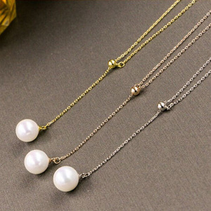 Collar de Perlas de Acero Inoxidable 304 con Cadena Larga y Perlas Redondas para Uso Diario, Joyería para Mujer - Product Image 1