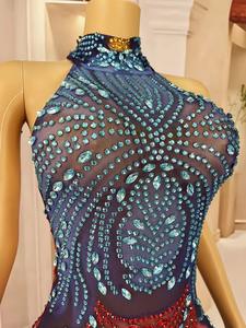 Robes de soirée élégantes scintillantes argentées pour femmes, robe de soirée longue bleue pour invitées de mariage, robes de club - Product Image 6