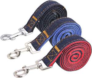 Grosir tali kekang anjing tali Denim mewah rompi nilon dengan fitur empuk tombol padat pola untuk penggunaan luar ruangan perlengkapan hewan peliharaan - Product Image 4