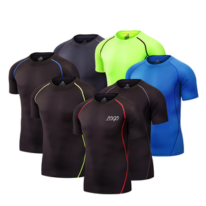 100% Polyester Color Blocking Shirts <b>Men</b> Training Tee Quick Drying <b>Stretch</b> Fabric Gym Athletic Casual Shirts with Round Neck - Product Image 4