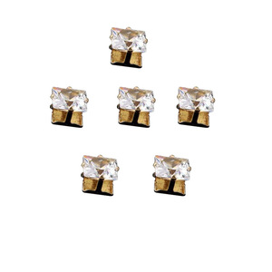 Loose Stone Zircon Hairband C Shaped Clasp Gold Setting Sparkling Square Heart Shape <b>Wedding</b> Bow <b>Accessory</b> - Product Image 5