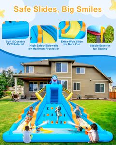 Parque Acuático Inflable Shark de 13 Pies con Toboganes Dobles, Pared de Escalada, Piscina de Chapoteo, Cañón de Agua para Niños, Jardín Trasero - Product Image 3