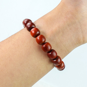 <b>Red</b> Rosewood <b>Bracelet</b> 11x12mm Barrel Beads Unisex Jewelry Everyday Wear - Product Image 3