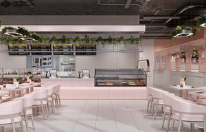 Ensembles de mobilier de restaurant populaires avec éclairage LED, vitrine en bois pour la présentation de la nourriture, pour la décoration intérieure - Product Image 5