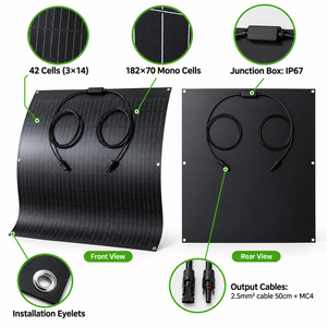 <b>120W</b> Portable Flexible <b>Solar</b> <b>Panel</b> Lightweight Monocrystalline Module for Camping RV Yacht Marine Roof Balcony and Outdoor Use - Product Image 2
