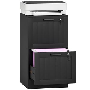 Armoire à dossiers verticale noire SENYU avec 2 tiroirs verrouillables pour usage de bureau - Product Image 1