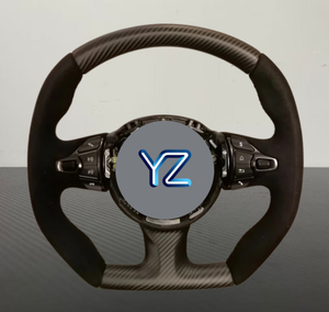 Volante Deportivo Personalizado YZ con Base Plana, Multifunción, Palanca de Cambios, Cuero de Gamuza y Fibra de Carbono para Aston DB11 DBS - Product Image 1