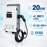 Boîtier de recharge DC 20 kW CCS2 à pistolet unique EVSE OCPP 1.6J avec écran tactile IP54, Hub de recharge pour hôtels et appartements, Minuteur de programmation de recharge