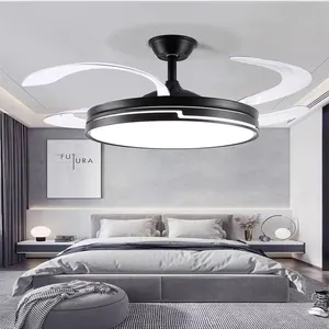 42 inch ventilated LED ceiling fan pendant light with light remote control 6-speed copper motor bedroom modern ceiling fan light