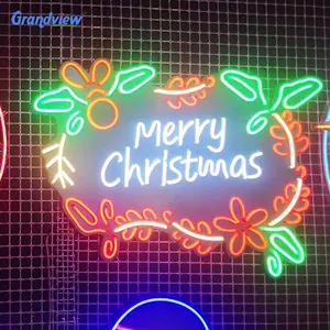 Açık led noel farmhous merry christmas neon bahçesinde işareti
