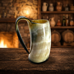 Tasses en corne de bœuf artisanales, verres à l'ancienne avec couvercle en bambou, compatibles lave-vaisselle, style américain, écologiques, capacité 500-1000 ml, pour bière - Product Image 1