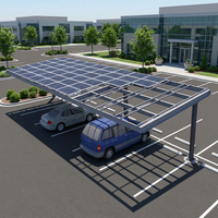 Struttura Compatta per Carport Solare a Fila Singola con Pianificazione Personalizzata dello Spazi tra le Colonne e della Distanza tra i Veicoli per Parcheggi Stretti