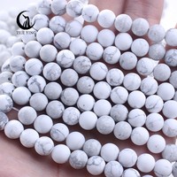 Perles d'howlite mate en gros 6/8/10 mm, pierres naturelles givrées, cristaux de guérison, perles de pierres précieuses en vrac pour la fabrication de colliers