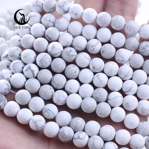 Perles d'<span class=keywords><strong>howlite</strong></span> mate en gros 6/8/10 mm, pierres naturelles givrées, cristaux <span class=keywords><strong>de</strong></span> guérison, perles <span class=keywords><strong>de</strong></span> pierres précieuses en vrac pour la fabrication <span class=keywords><strong>de</strong></span> colliers - Product Image 1