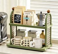 Support de rangement de comptoir à 2 niveaux Top Find, organisateur de bureau rétro pour cuisine, tasses, épices et articles divers