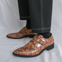 Herren PU-Leder Slipper Eleganter Business-Büro-Stil Monk-Schnalle Slip-On Modische Freizeitschuhe Herren Anzugschuhe