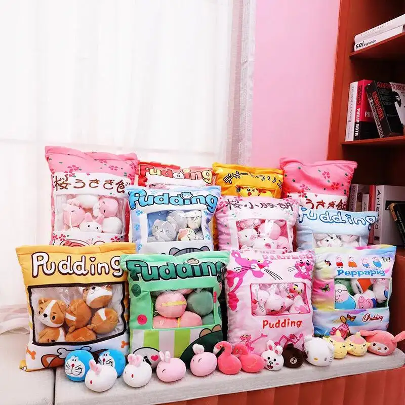 Hecion venta al por mayor fábrica suave Kawaii lindo Plushie Peluche muñeca pudín almohada cojín relleno Snack Animal peluche juguete