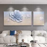 Panneaux décoratifs muraux en résine HDF 3D faits à la main avec un élégant motif de fleurs et de papillons blancs, éclairage LED, pour la décoration de la maison