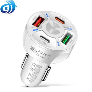 Bán Trực Tiếp Từ Nhà Máy Bật Lửa Xe Hơi Bộ Sạc Xe Hơi 4 Cổng Usb Sạc Nhanh QC 3.0 Mini Led 7A 48W