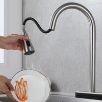 Robinet de salle de bain moderne en laiton à poignée unique, à montage sur plan, avec douchette extractible, cartouche céramique, finition noircie, monotrou