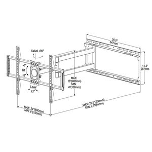 <span class=keywords><strong>Bras</strong></span> extra <span class=keywords><strong>long</strong></span> <span class=keywords><strong>articulé</strong></span> à 80 degrés pour téléviseur pivotant, montage mural assorti à un téléviseur de 88 pouces - Product Image 2