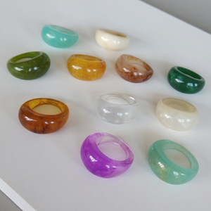 Cổ điển nhiều màu hình học Acrylic chỉ số ngón tay Vòng đồ trang sức cổ điển thời trang hình bầu dục Chunky nhựa nhẫn cho phụ nữ cô gái - Product Image 6