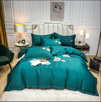 Haute qualité ensemble de literie coton 100% 60S coton luxe broderie ensemble de draps 300TC coton couette ensembles