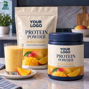 Poudre de protéines en gros dans de grands pots alimentaires avec emballage et conception d'étiquettes personnalisés - Product Image 1
