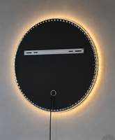 Miroir intelligent LED à écran tactile pour salle de bain avec éclairage anti-buée à intensité variable et horloge numérique