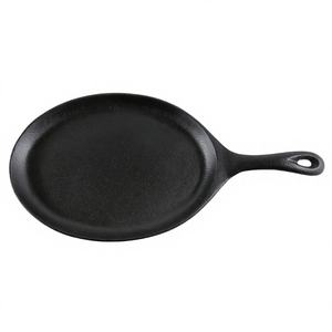 Pre-seasoned Cast Iron Oval <strong>Pan</strong> with Wooden Tray Ideal for Grilling Serving Griddle <strong>Grill</strong> <strong>Pan</strong> - Product Image 5
