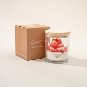 AIKUN Bougie parfumée d'aromathérapie en verre <span class=keywords><strong>rose</strong></span> succulent de 8*9cm avec couvercle en bois et boîte d'emballage en stock expédiée des États-Unis - Product Image 3