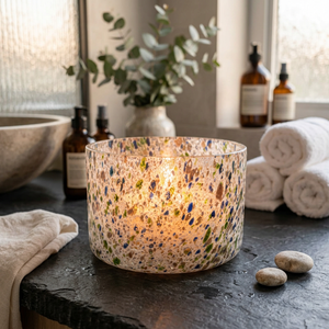 Porte-bougie votif en verre moucheté fait main, écologique, résistant à la chaleur, pour bougies chauffe-plat, idéal pour la décoration de Noël et de la maison - Product Image 3
