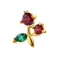 Boucles d'oreilles en or massif 14k, bijoux de nez, mode Daith, sans fil, cerise, Piercing fin du corps