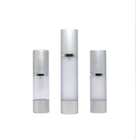 Prix d'usine, flacons cosmétiques scellés personnalisés, imprimés à l'écran, en ABS et aluminium, argent givré, 30 ml, avec pompe sans air