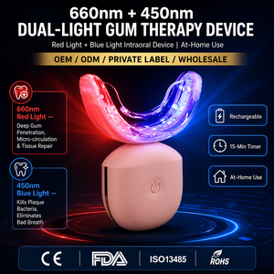 อุปกรณ์ดูแลช่องปากแบบพกพา แสงสีแดงและสีน้ำเงินบำบัด 660nm 450nm PDT สำหรับฟอกสีฟัน ลด<span class=keywords><strong>การ</strong></span>หดตัวของเหงือก และลดการเลือดออกตามไรฟัน - Product Image 1