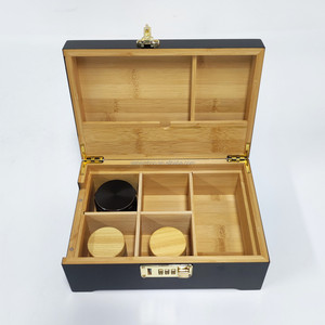 黒木製竹トレイ喫煙隠しボックスアクセサリー付き卸売カスタムモダンロック可能な組み合わせ - Product Image 4