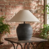Lampe de table en céramique faite à la main avec abat-jour en tissu, décoration lumineuse pour salle de spa