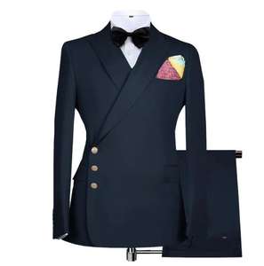 Luce blu abiti da uomo italiano 3 <span class=keywords><strong>bottoni</strong></span> doppiopetto su misura <span class=keywords><strong>pantaloni</strong></span> Blazer Business con abiti da sposa per gli uomini - Product Image 4