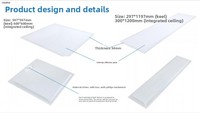 Panneau lumineux LED d'intérieur 600x600, luminaire à grille intégré pour dalles de plafond 120x30, modèle RC037V