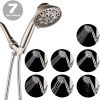 Vente en ligne 7 réglages Finition nickel brossé Pommeau de douche à main portable Accessoire pour robinet de salle de bain Pommeau de douche