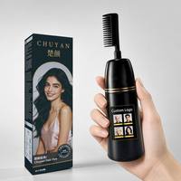 Crème colorante pour cheveux noir de jais à base de plantes avec peigne applicateur OEM Couverture instantanée des cheveux gris