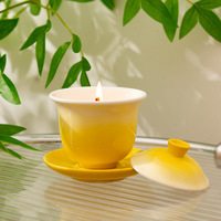 Porte-bougie en céramique en forme de Gaiwan vide, couleur dégradée créative, logo personnalisé