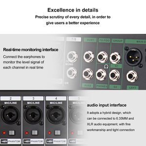 มิกเซอร์เสียงพลาสติก 8 แชนแนล รุ่น TC8 Professional พร้อมระบบเสียงก้องในตัวและหน้าจอ LCD สำหรับการบันทึกเสียงในสตูดิโอ - Product Image 5