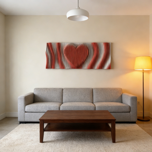 Décoration murale <span class=keywords><strong>en</strong></span> <span class=keywords><strong>bois</strong></span> naturel avec motif de cœur rouge <span class=keywords><strong>sculpté</strong></span> pour bar, café, appartement, commerce - Product Image 1
